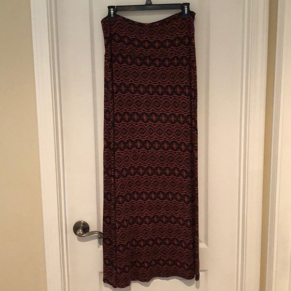 Large red and black maxi skirt